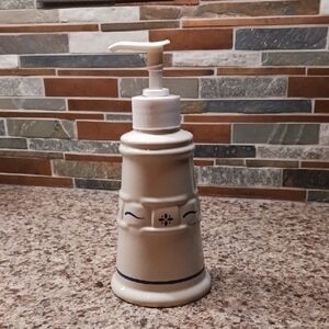 Longaberger Cream and Blue Soap Dispenser